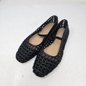 Madewell Greta Mary Jane Flats Womens Size 7 Black Woven Leather Ballet Shoes